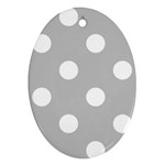 Polka Dots - White on Silver Gray Oval Ornament (Two Sides)