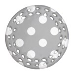 Polka Dots - White on Silver Gray Ornament (Round Filigree)