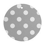 Polka Dots - White on Silver Gray Round Ornament (Two Sides)