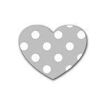 Polka Dots - White on Silver Gray Heart Coaster (4 pack)