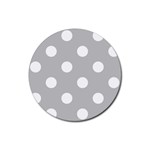 Polka Dots - White on Silver Gray Rubber Round Coaster (4 pack)