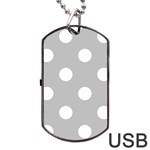 Polka Dots - White on Silver Gray Dog Tag USB Flash (One Side)