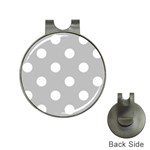 Polka Dots - White on Silver Gray Golf Ball Marker Hat Clip