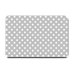 Polka Dots - White on Silver Gray Small Doormat