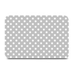 Polka Dots - White on Silver Gray Plate Mat