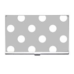 Polka Dots - White on Silver Gray Business Card Holder