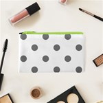 Polka Dots - Gray on White Canvas Cosmetic Bag (XS)