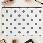 Polka Dots - Gray on White Cosmetic Bag (XXXL)