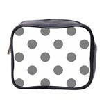 Polka Dots - Gray on White Mini Toiletries Bag (Two Sides)