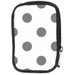 Polka Dots - Gray on White Compact Camera Leather Case