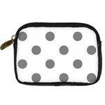 Polka Dots - Gray on White Digital Camera Leather Case