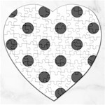 Polka Dots - Dark Gray on White Jigsaw Puzzle (Heart)