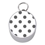 Polka Dots - Dark Gray on White Silver Compass (Mini)