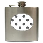 Polka Dots - Dark Gray on White Hip Flask (6 oz)