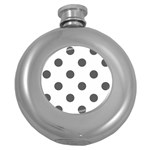 Polka Dots - Dark Gray on White Hip Flask (5 oz)