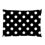 Polka Dots - White on Black Pillow Case (Two Sides)