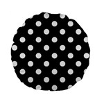 Polka Dots - White on Black Standard 15  Premium Flano Round Cushion