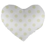 Polka Dots - Beige on White Large 19  Premium Heart Shape Cushion