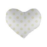 Polka Dots - Beige on White Standard 16  Premium Heart Shape Cushion