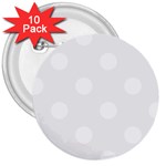 Polka Dots - White on White Smoke 3  Button (10 pack)