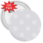 Polka Dots - White on White Smoke 3  Button (100 pack)