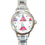 pink tipi  Round Italian Charm Watch