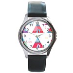 pink tipi  Round Metal Watch