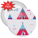 pink tipi  3  Button (10 pack)