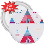 pink tipi  3  Button (100 pack)