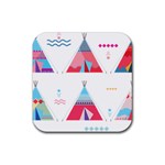 pink tipi  Rubber Coaster (Square)