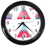 pink tipi  Wall Clock (Black)