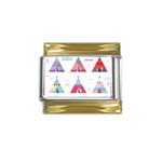 pink tipi  Gold Trim Italian Charm (9mm)