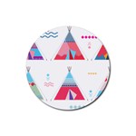 pink tipi  Rubber Round Coaster (4 pack)