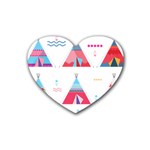 pink tipi  Rubber Coaster (Heart)