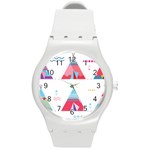 pink tipi  Round Plastic Sport Watch (M)