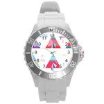 pink tipi  Round Plastic Sport Watch (L)