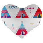 pink tipi  Large 19  Premium Heart Shape Cushion