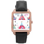 pink tipi  Rose Gold Leather Watch 