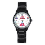 pink tipi  Stainless Steel Round Watch