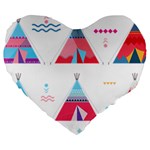 pink tipi  Large 19  Premium Flano Heart Shape Cushion