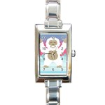 pink yeti  Rectangle Italian Charm Watch