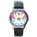 pink yeti  Round Metal Watch