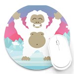 pink yeti  Round Mousepad