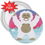 pink yeti  3  Button (10 pack)