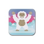 pink yeti  Rubber Coaster (Square)