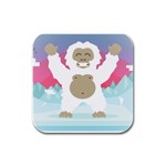 pink yeti  Rubber Square Coaster (4 pack)