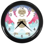 pink yeti  Wall Clock (Black)