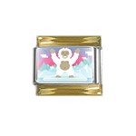 pink yeti  Gold Trim Italian Charm (9mm)