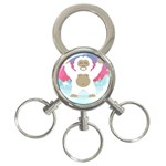 pink yeti  3-Ring Key Chain