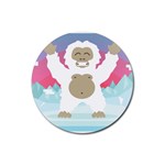 pink yeti  Rubber Coaster (Round)